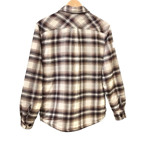 Carbon 2 Cobalt Sherpa Lined Shacket Flannel Men’s Size Small Cream Brown Black - Picture 2 of 10